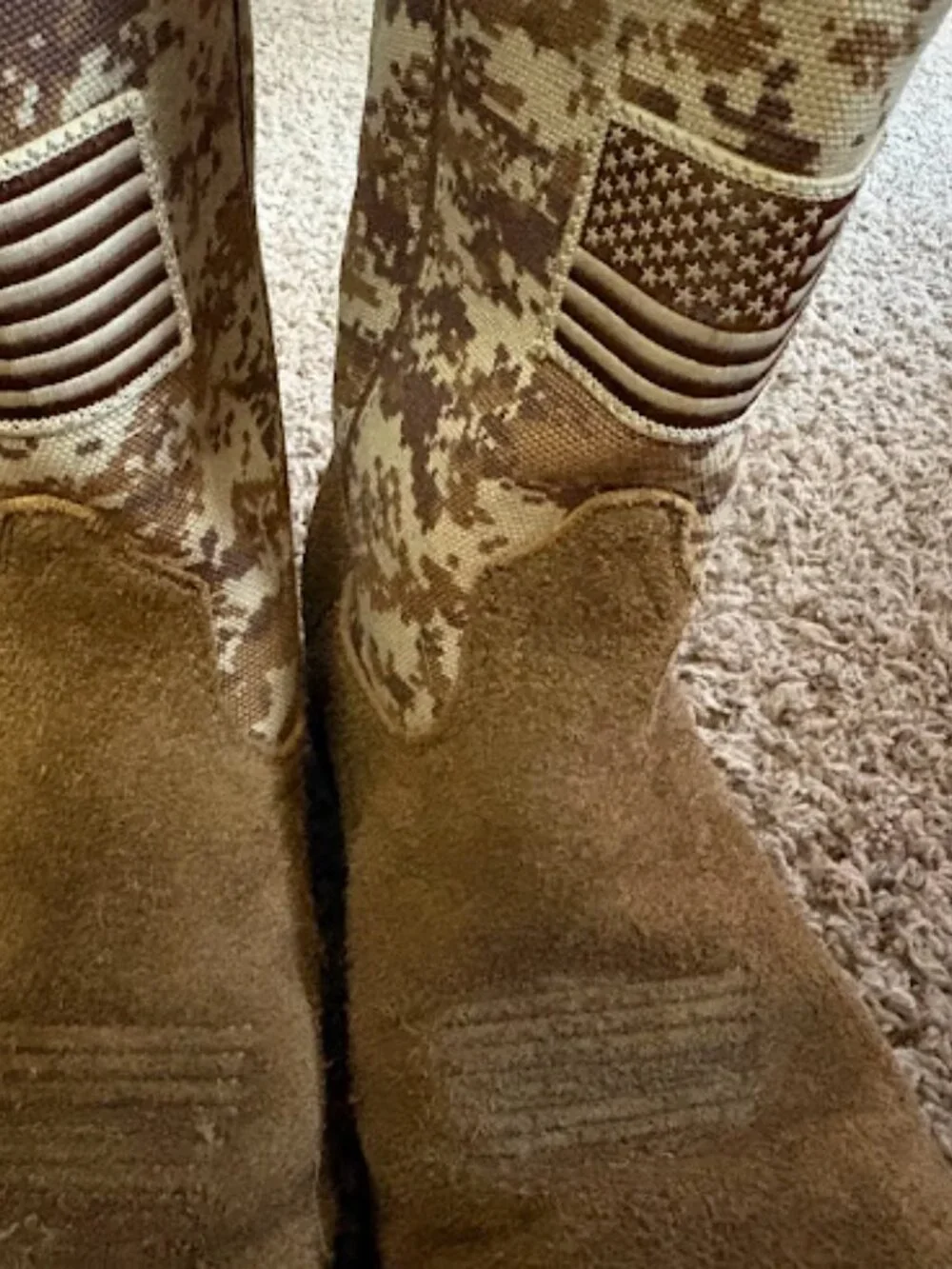 Ariat Kids Patriot Western Boots Camo American Flag Square Toe Size 5 (10019913)